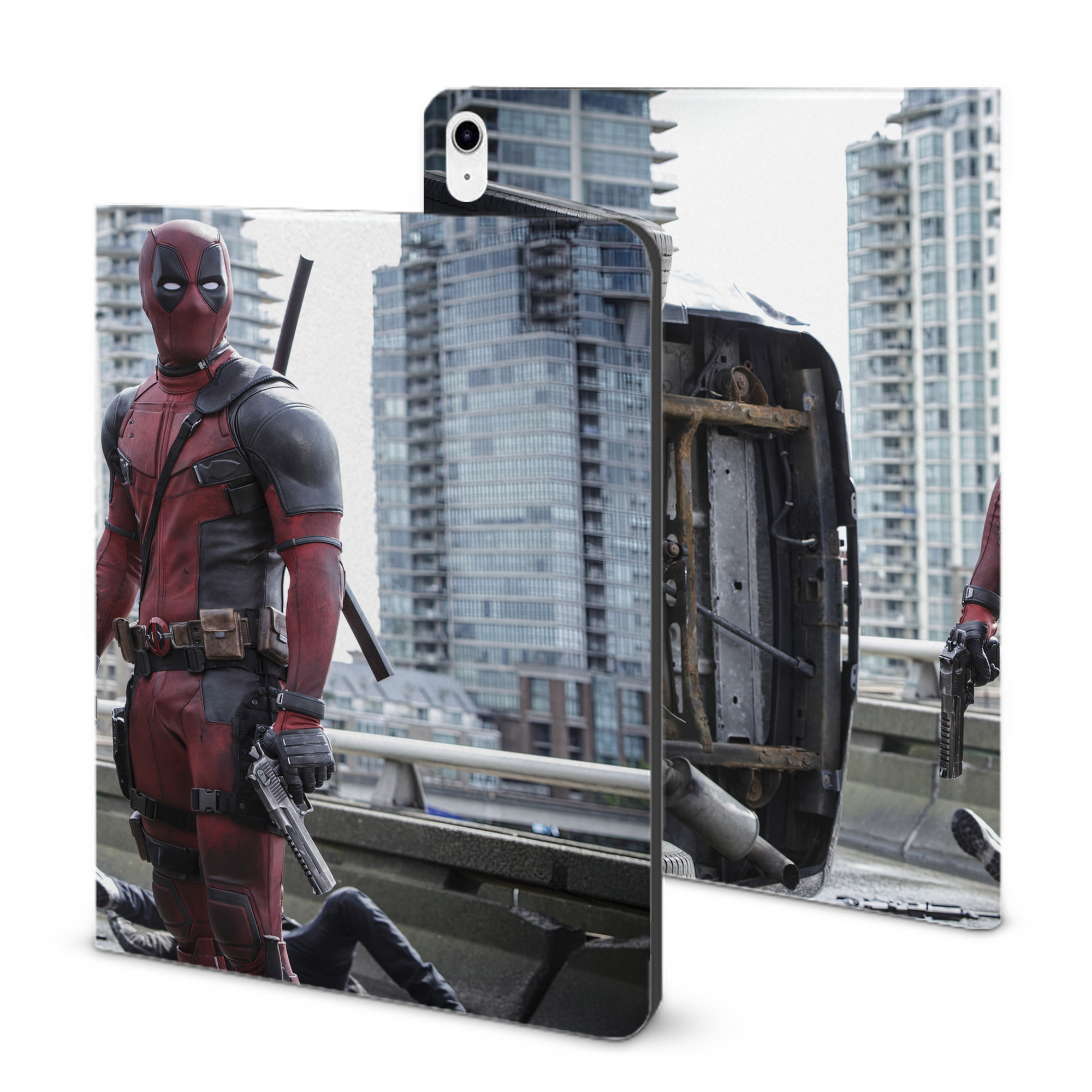 （画像用） Deadpool デッドプール IPad ケース ブック型 PUレザー TPU 耐衝撃 軽量 薄型 ペン収納なし 全面保護 IPad 各モデル対応
